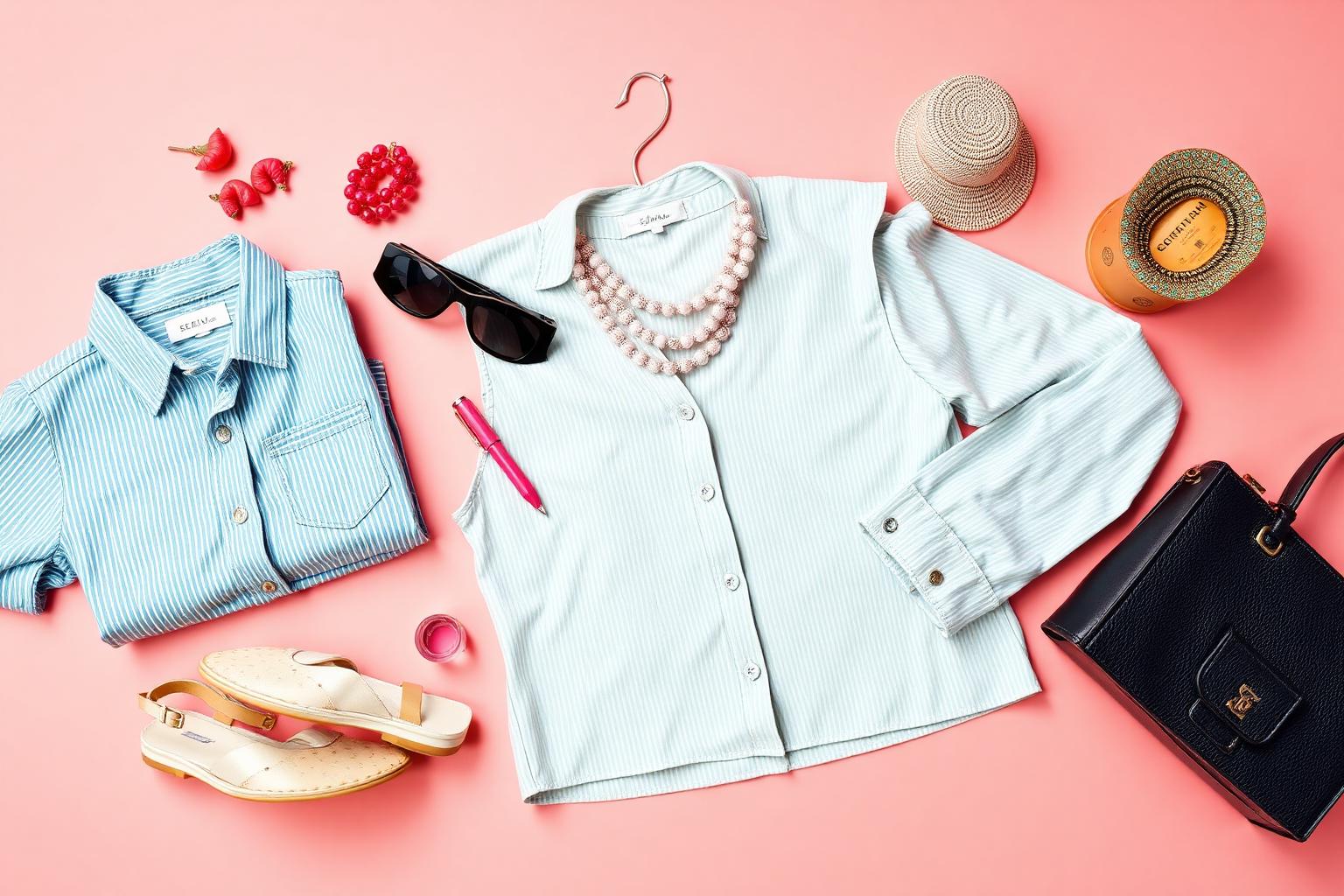 Trendy Shein fashion items flat lay